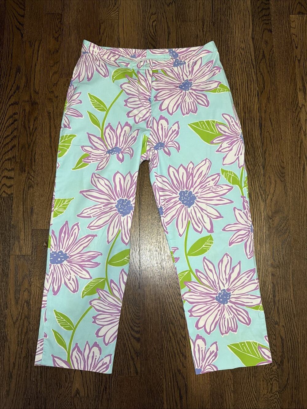 Lilly Pulitzer Vintage Floral Design Capri - Blue/Purple/Green - Sz 10